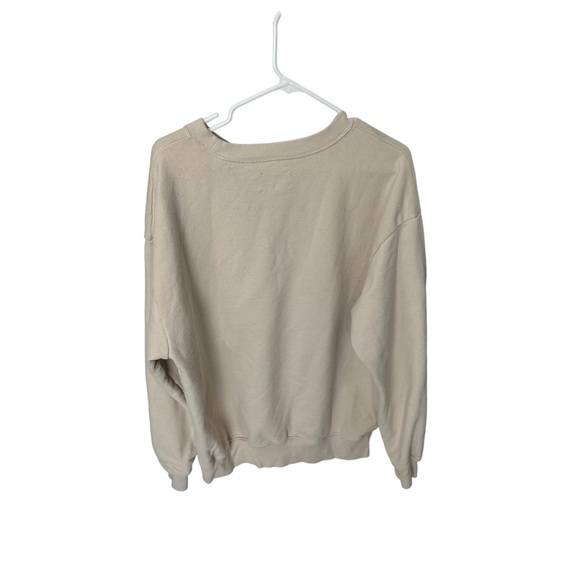 Aerie Oversized Cool Down Plz Crewneck Sweatshirt in Beige/Black Size S - Picture 6 of 7